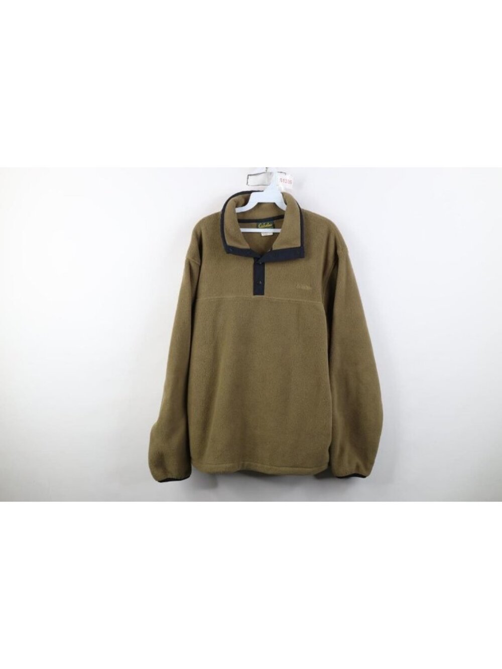 Vintage 90s Cabelas Mens Medium Spell Out T Snap Fleece Pullover Sweater USA